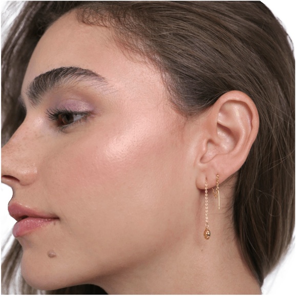 LUV AJ Shell Coil Threader Earring In Gold - Picture 2 of 6